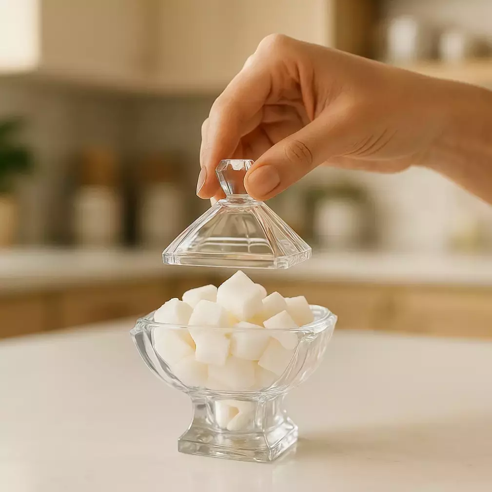 شکلات خوری پایه دار مربعی بلور مدل کاستل موگوک