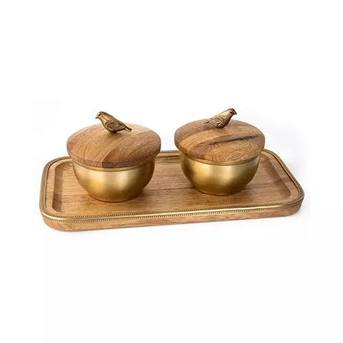 ست اردوخوری دو تیکه چوبی مدل GK829476