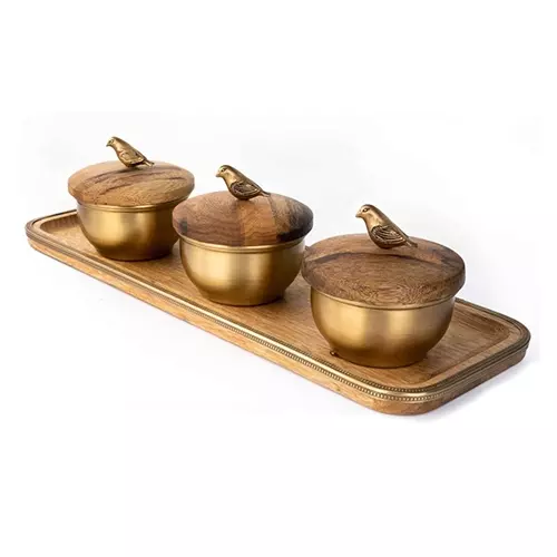 ست اردوخوری سه تکه چوبی مدل GK829474