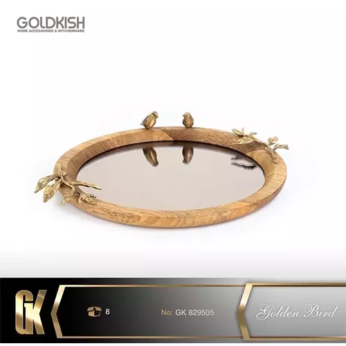 ظروف دکوری سینی آینه ای چوبی مدل GK829505