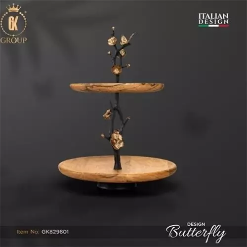 شیرینی خوری دوطبقه butterfly wood مدل GK829801