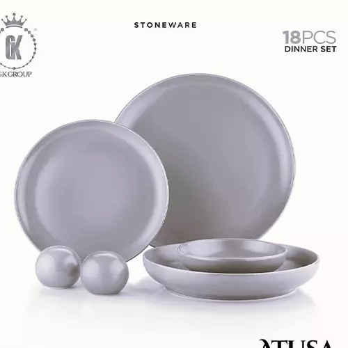 ست غذاخوری 18 پارچه طوسی براق ATUSA مدل GK748401-2