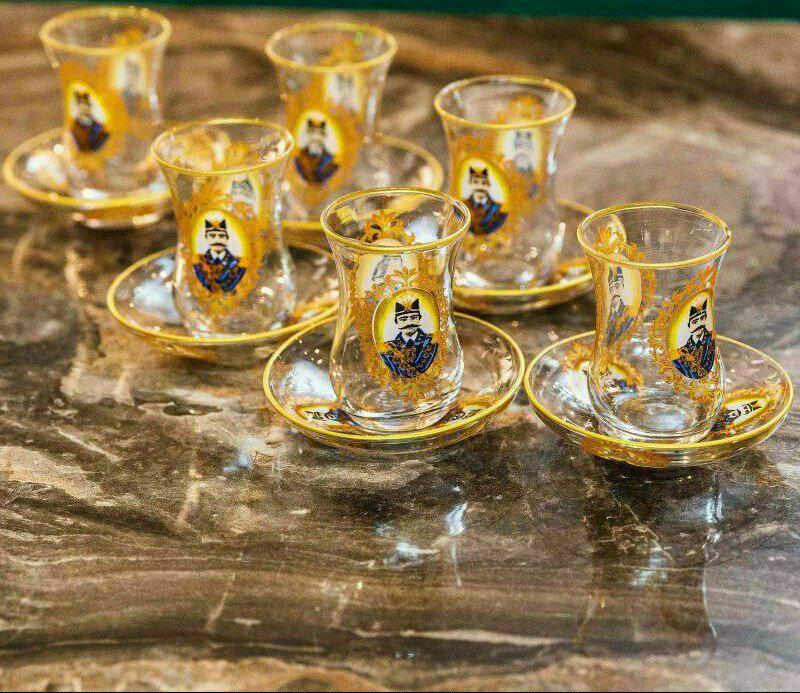 استکان و نعلبکی پاشا باغچه (ترکیه) لب طلا عباسی