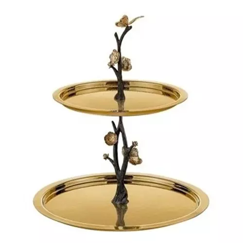 شیرینی خوری برنجی دو طبقه طلاییDelaris مدل GK834025-1