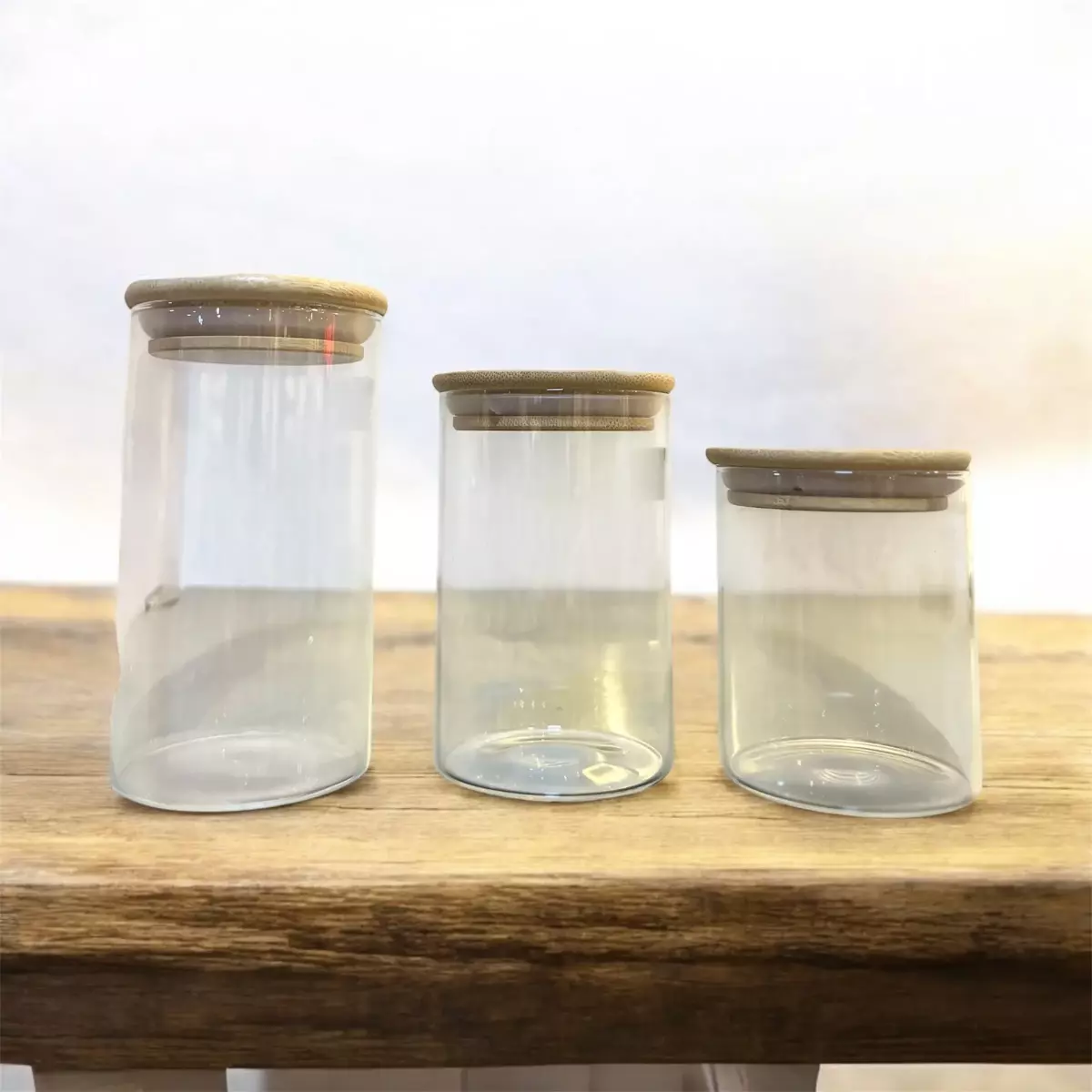 بانکه ادویه گرد پیرکس درب بامبو (در سه سایز)