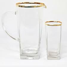 پارچ و لیوان لب طلا استرلینگ