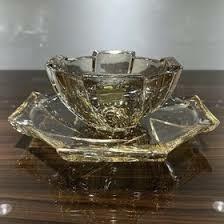 پیش دست و پیاله اسکوئر ارغوانی لبه طلا مات