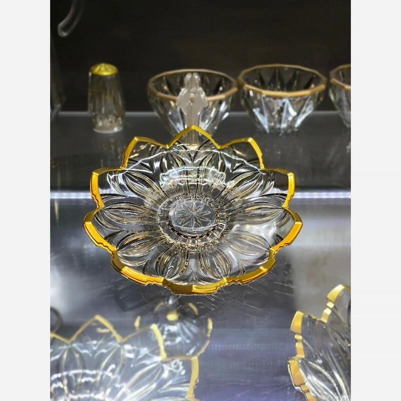 پیش دستی ویلا شامپاینی لب دور طلا طلایی اکلیل