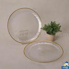 پیشدستی بلور لب طلا کاملا شفاف لب طلای هلندی و ضخیم