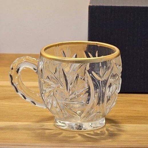 فنجان لب طلا طرح پریما خورشیدی ساخت چین ( ست 6 عددی )