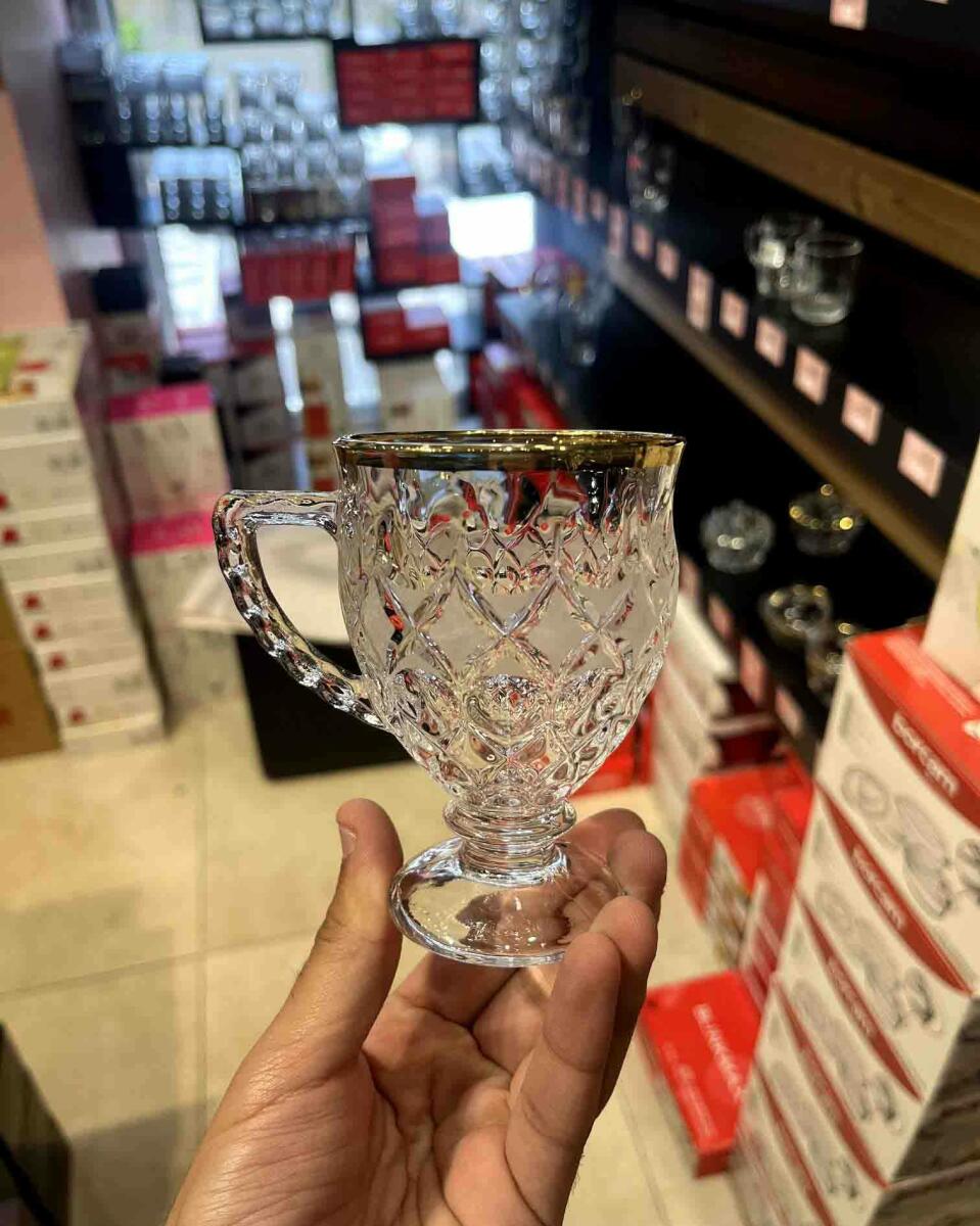 فنجان پایه دار آنجلیکا لب طلایی