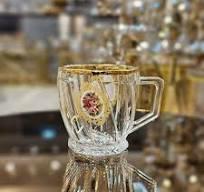 فنجان اسکوئر گل رز لب طلا بلینک مکس